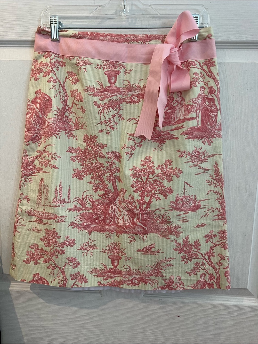 Molly B Pink Toile A-Line Skirt with Bow Waistband